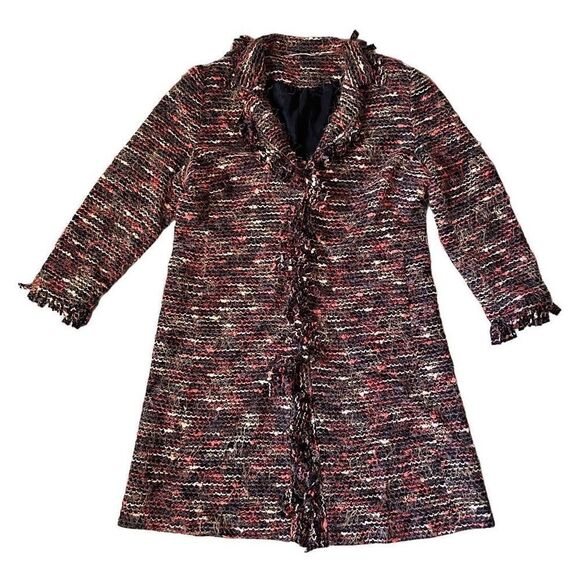 Laura Ashley Fringed Striped black and orange coat - Picture 1 of 8